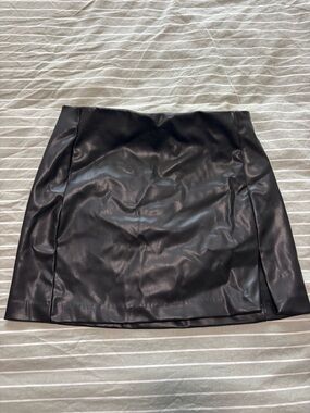 Faux Leather Black Mini Skirt